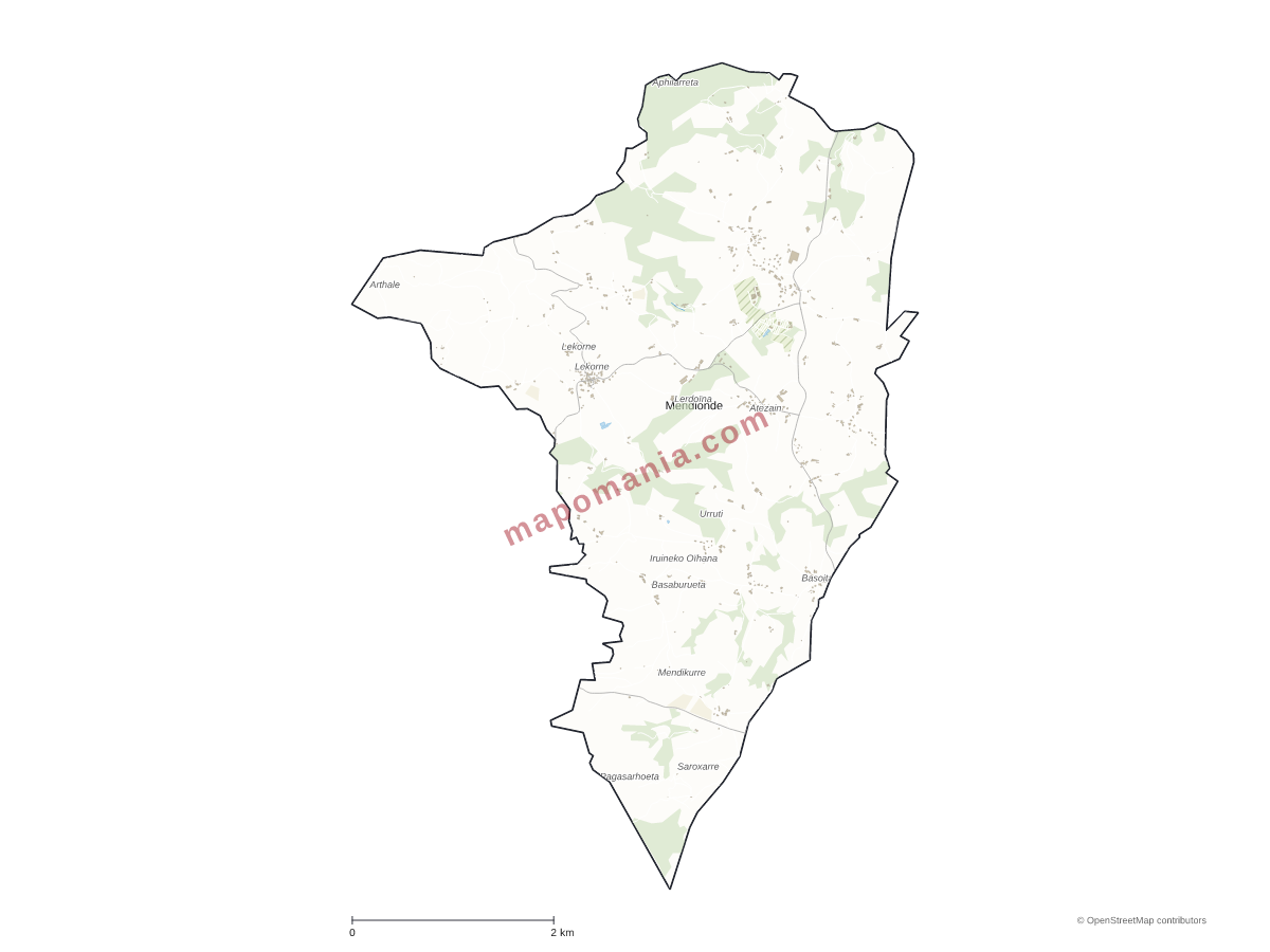 Carte de Mendionde à personnaliser