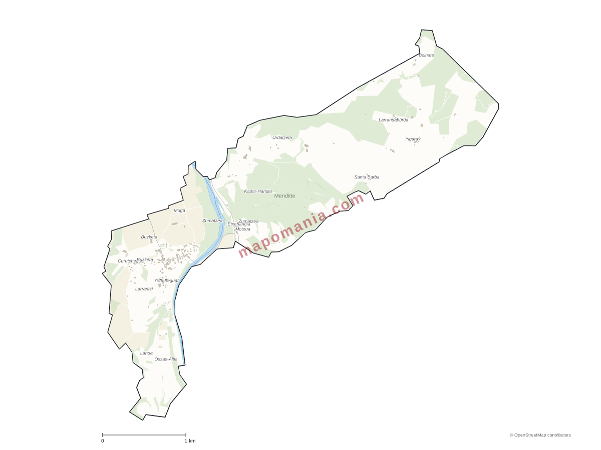 Carte de Menditte à personnaliser