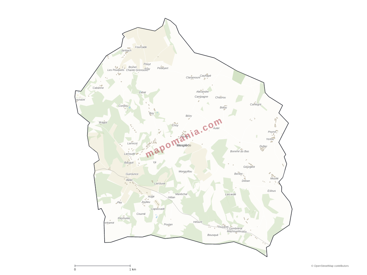 Carte de Mesplède à personnaliser