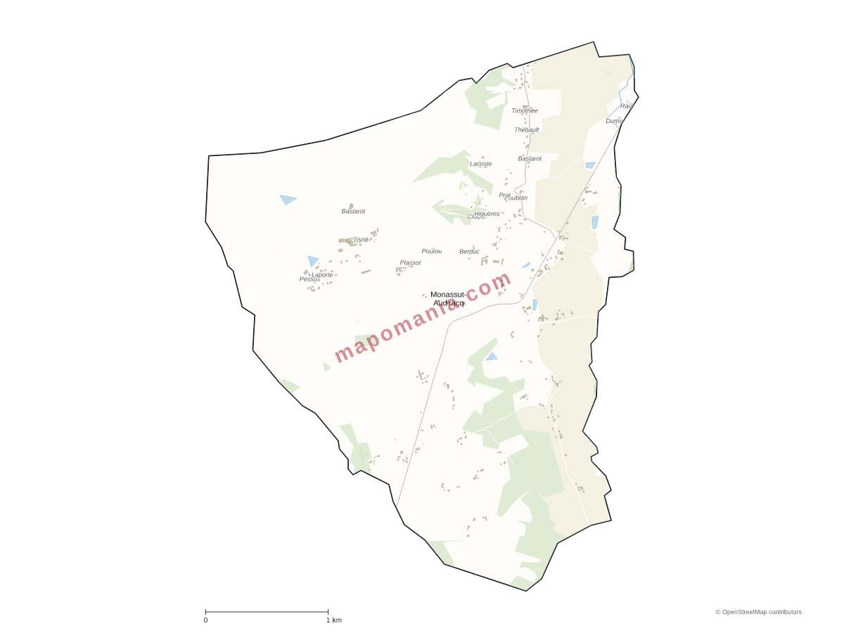 Carte de Monassut-Audiracq à personnaliser