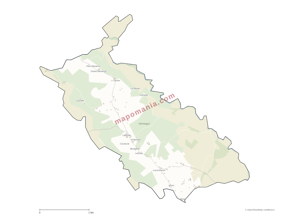 Carte de Montagut à personnaliser