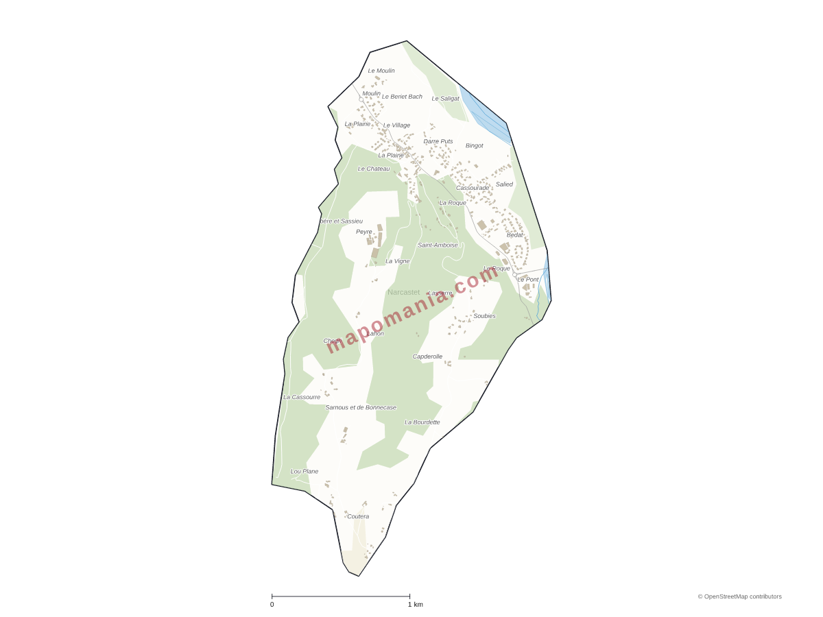 Carte de Narcastet à personnaliser