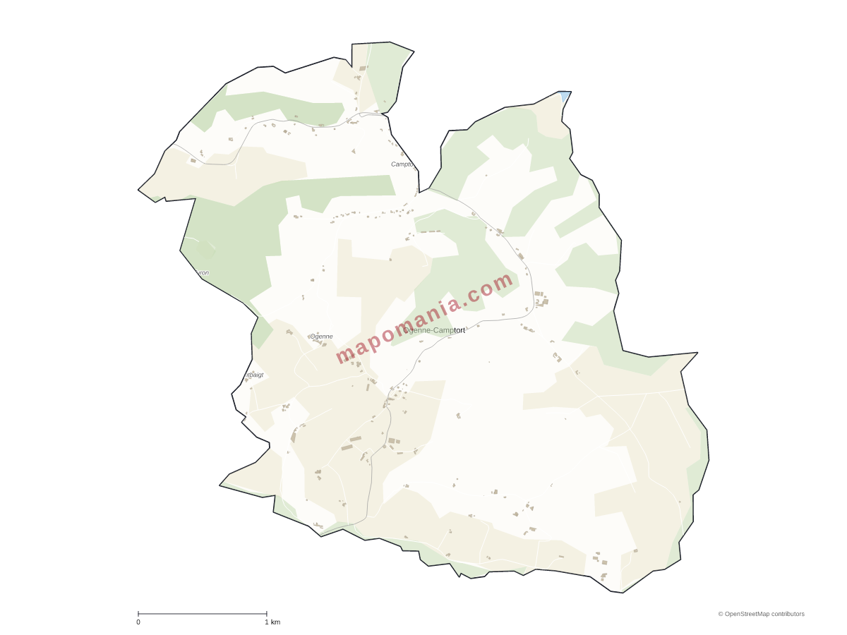 Carte de Ogenne-Camptort à personnaliser