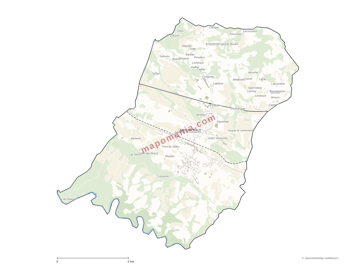 Carte de Ogeu-les-Bains à personnaliser