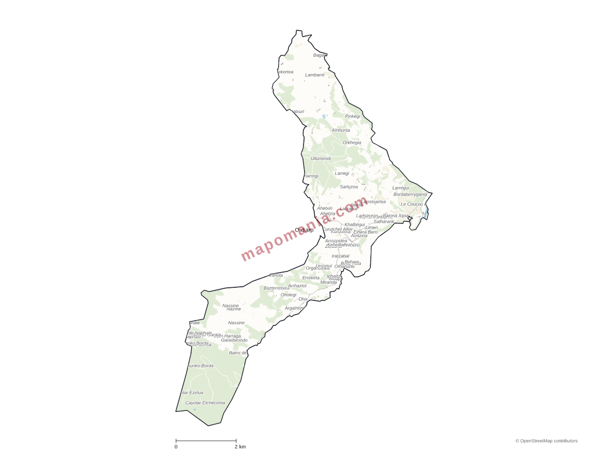 Carte de Ordiarp à personnaliser