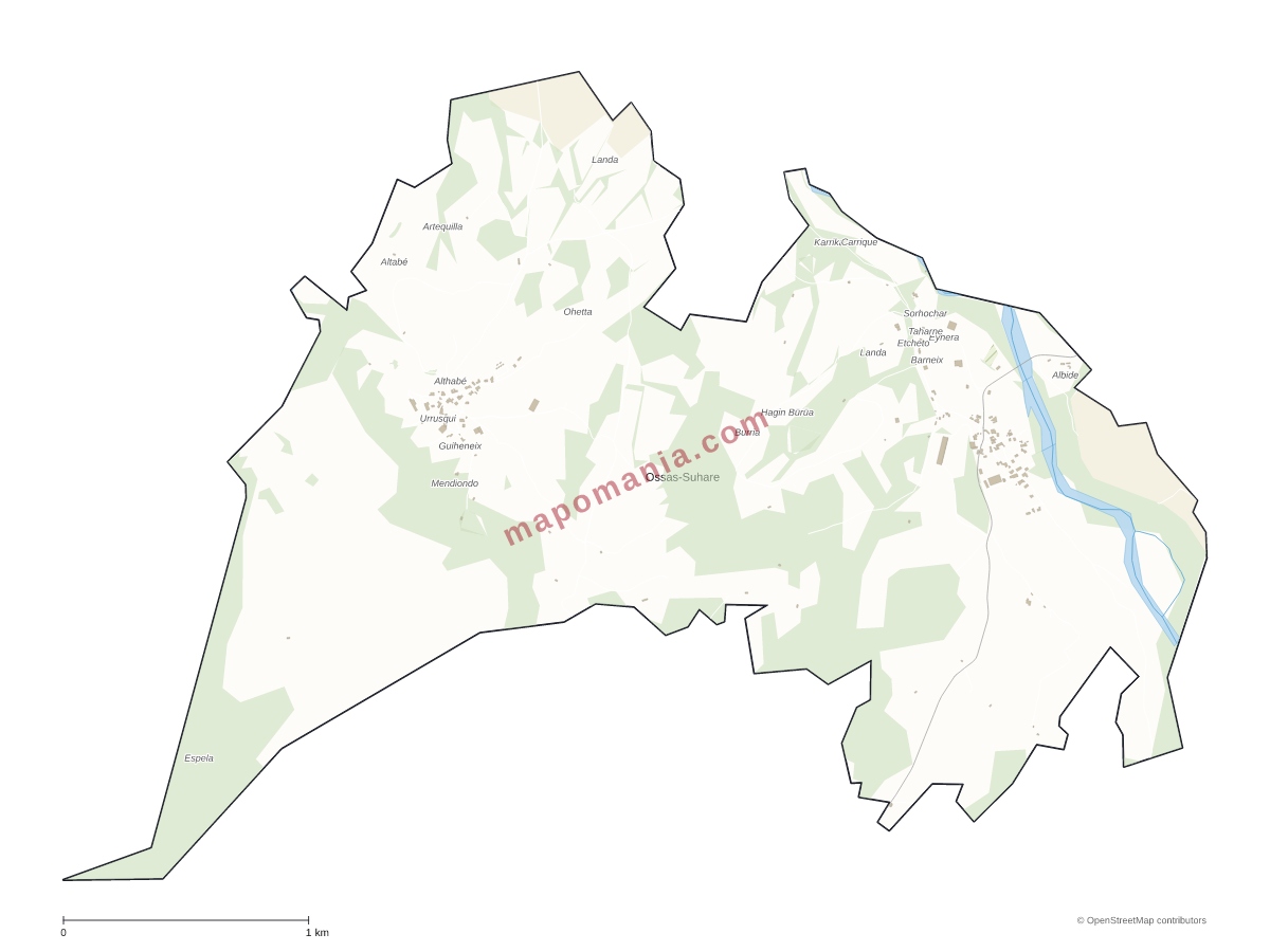 Carte de Ossas-Suhare à personnaliser