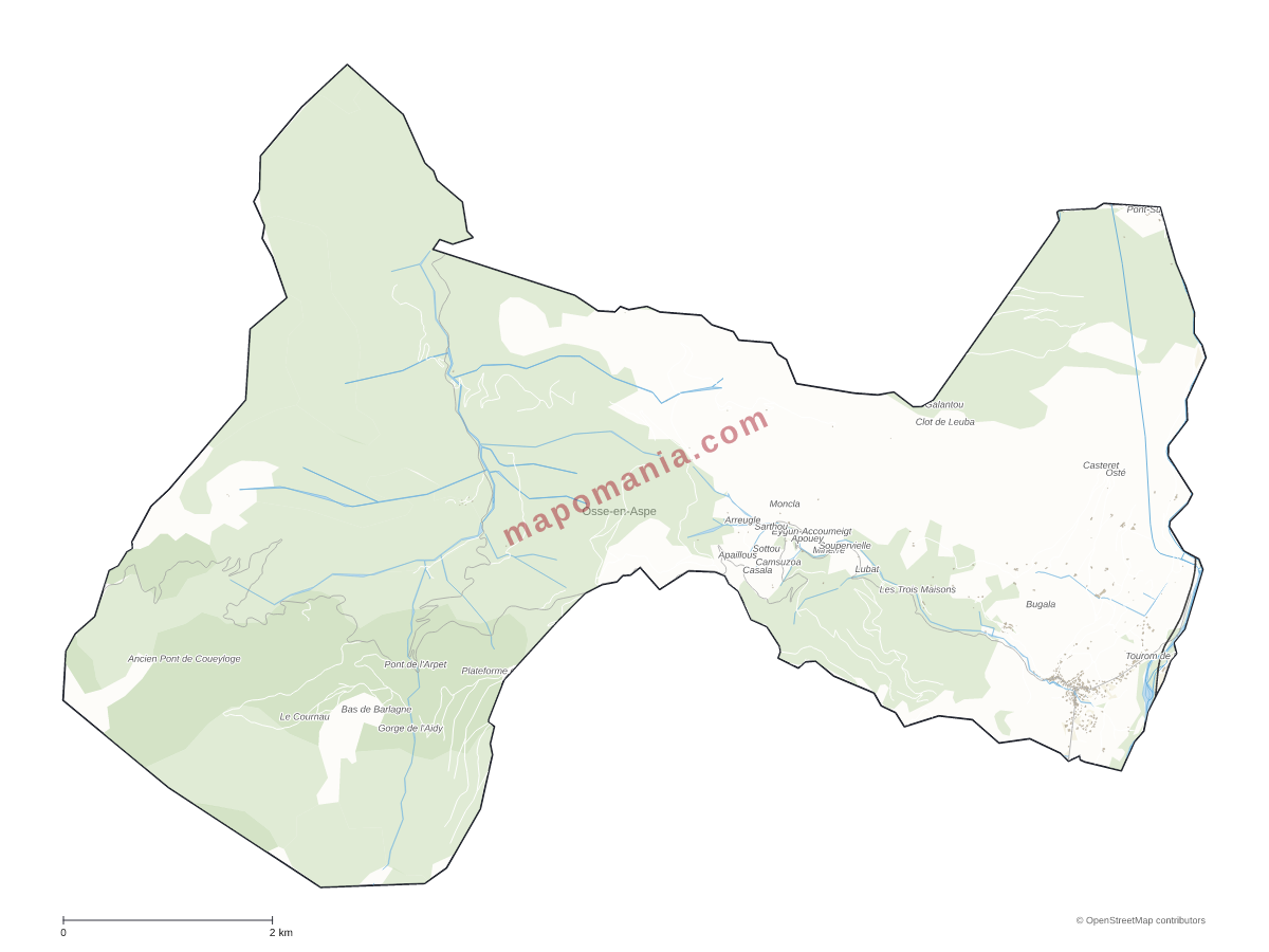 Carte de Osse-en-Aspe à personnaliser