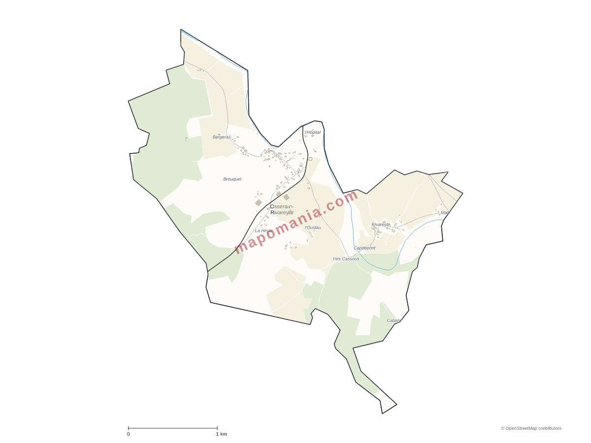 Carte de Osserain-Rivareyte à personnaliser