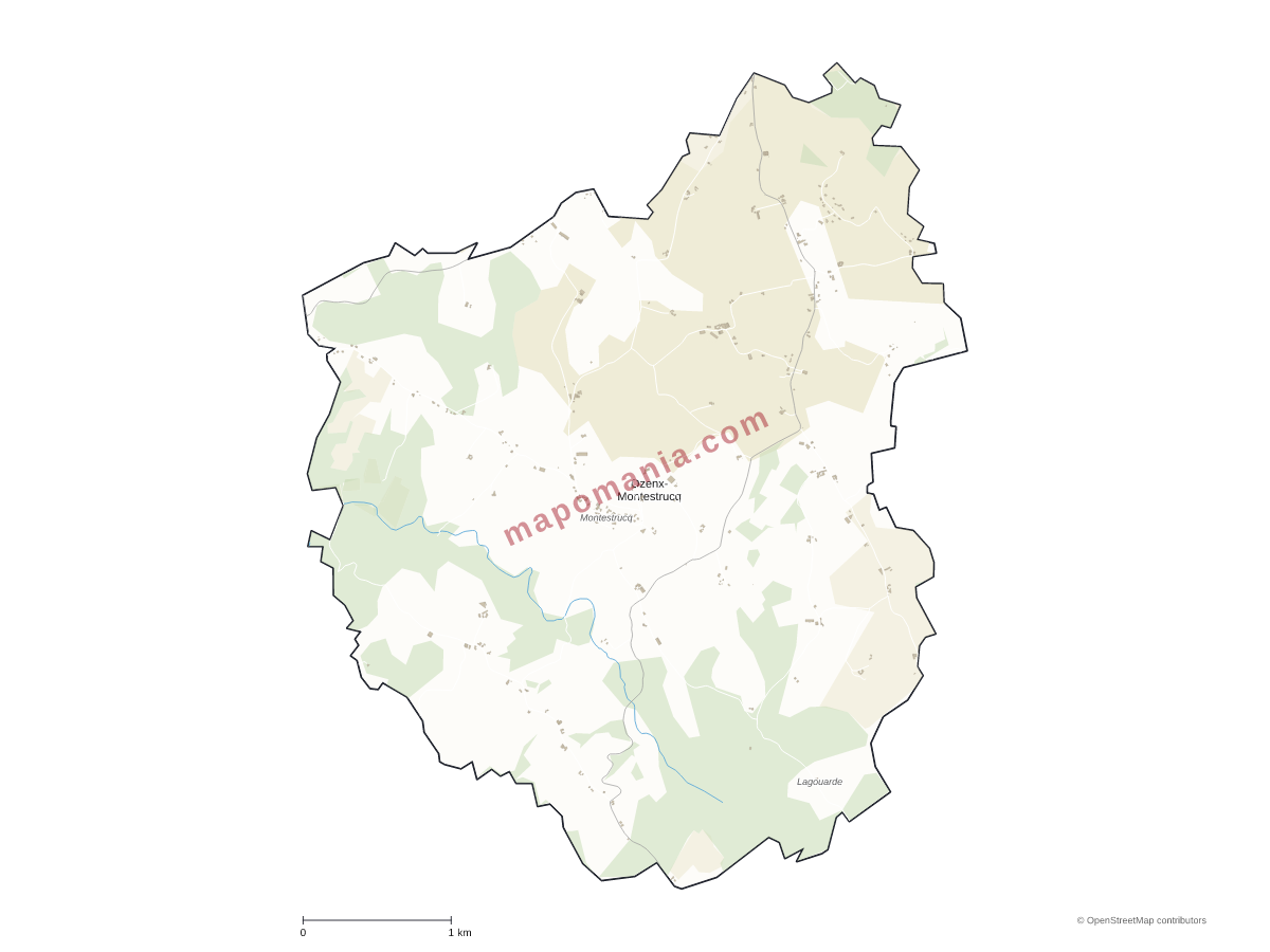 Carte de Ozenx-Montestrucq à personnaliser