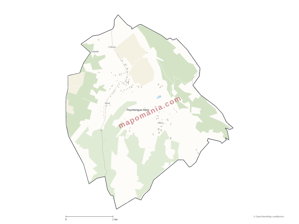 Carte de Peyrelongue-Abos à personnaliser