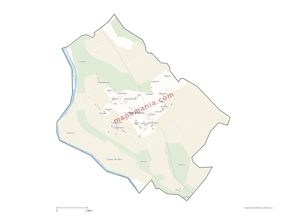 Carte de Poey-d'Oloron à personnaliser