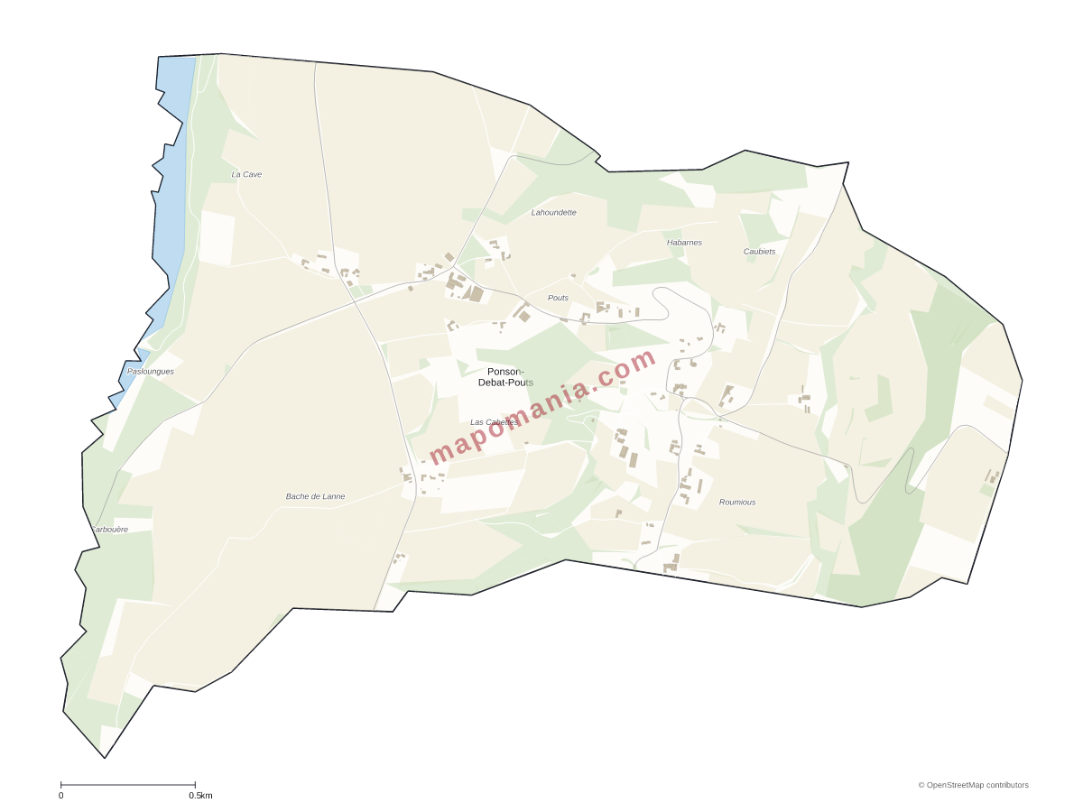 Carte de Ponson-Debat-Pouts à personnaliser