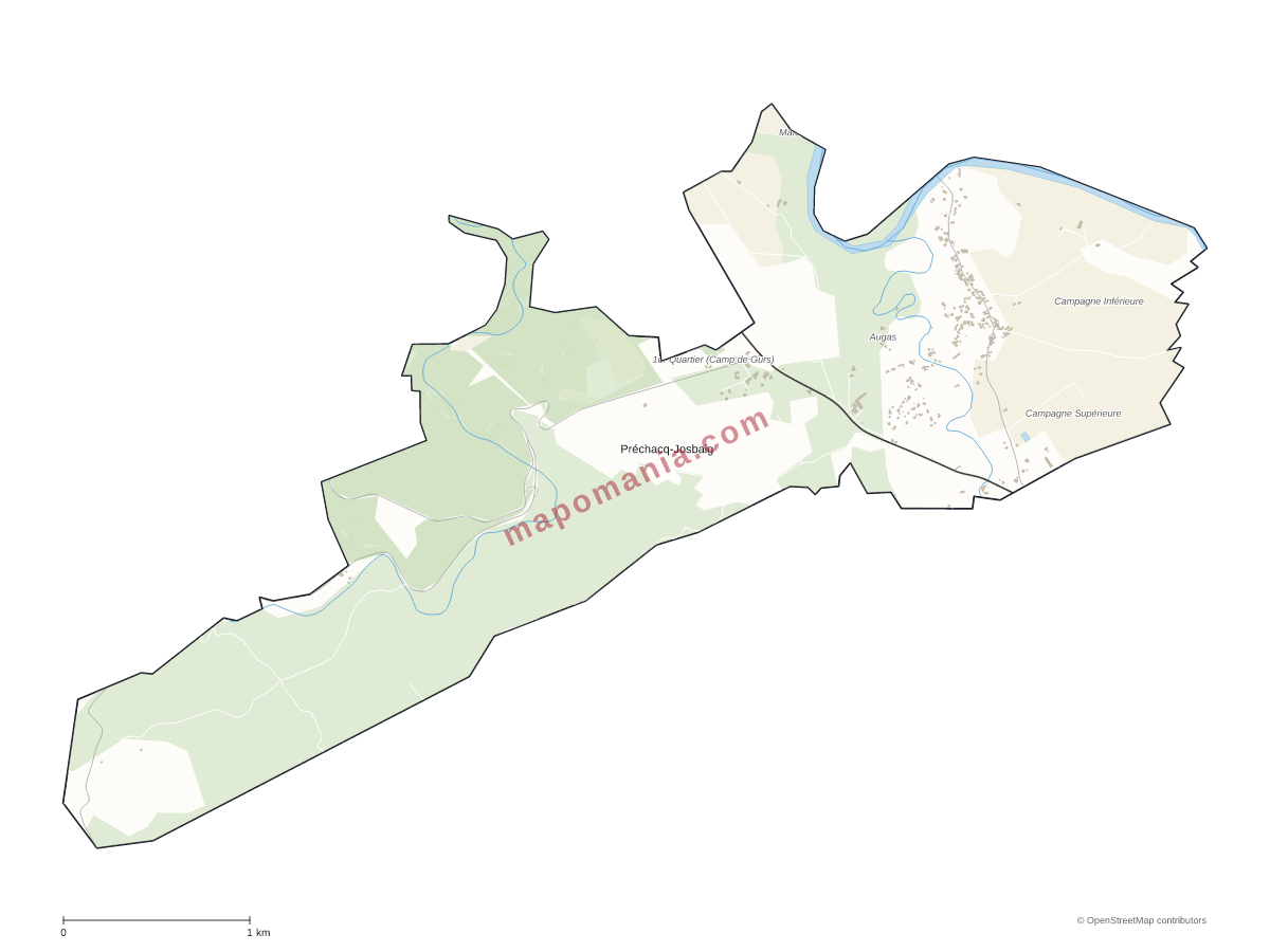 Carte de Préchacq-Josbaig à personnaliser
