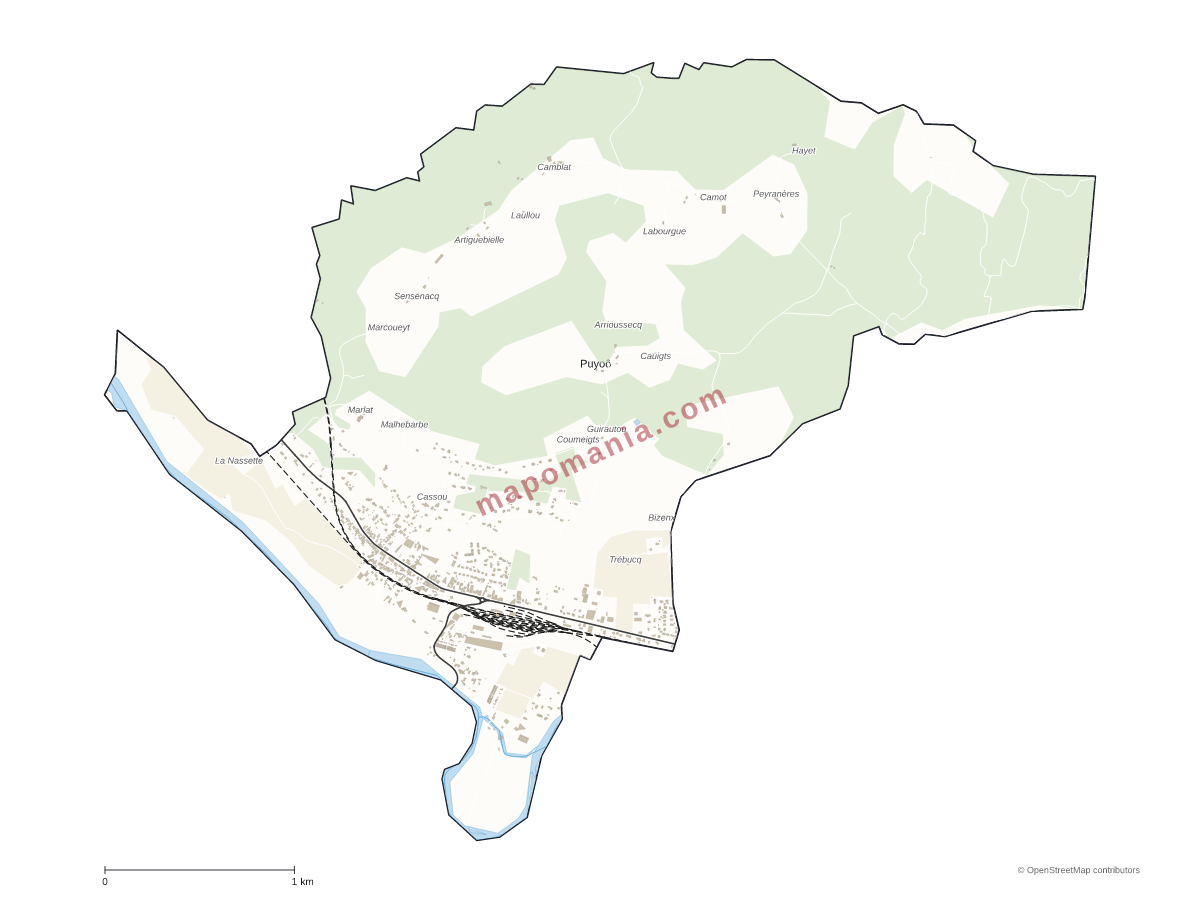 Carte de Puyoô à personnaliser