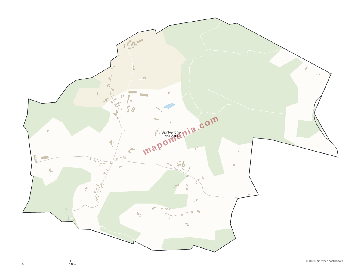 Carte de Saint-Girons-en-Béarn à personnaliser