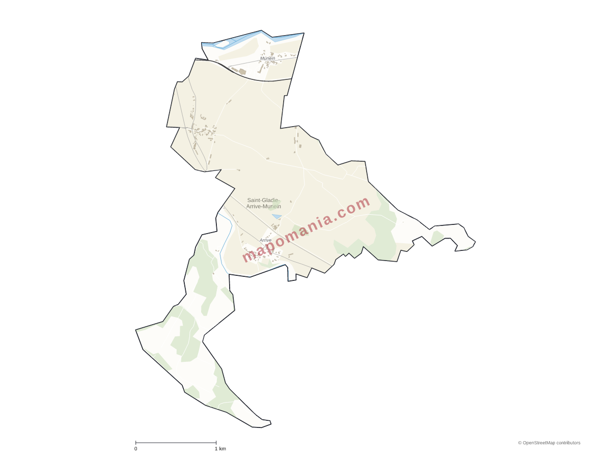 Carte de Saint-Gladie-Arrive-Munein à personnaliser