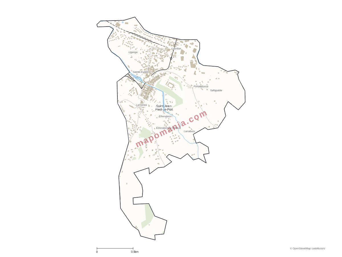 Carte de Saint-Jean-Pied-de-Port à personnaliser