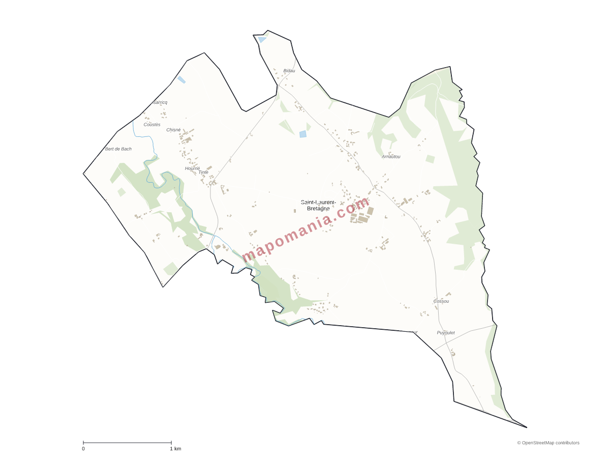 Carte de Saint-Laurent-Bretagne à personnaliser
