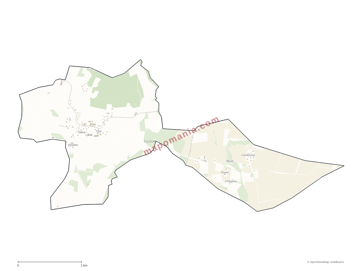 Carte de Saubole à personnaliser