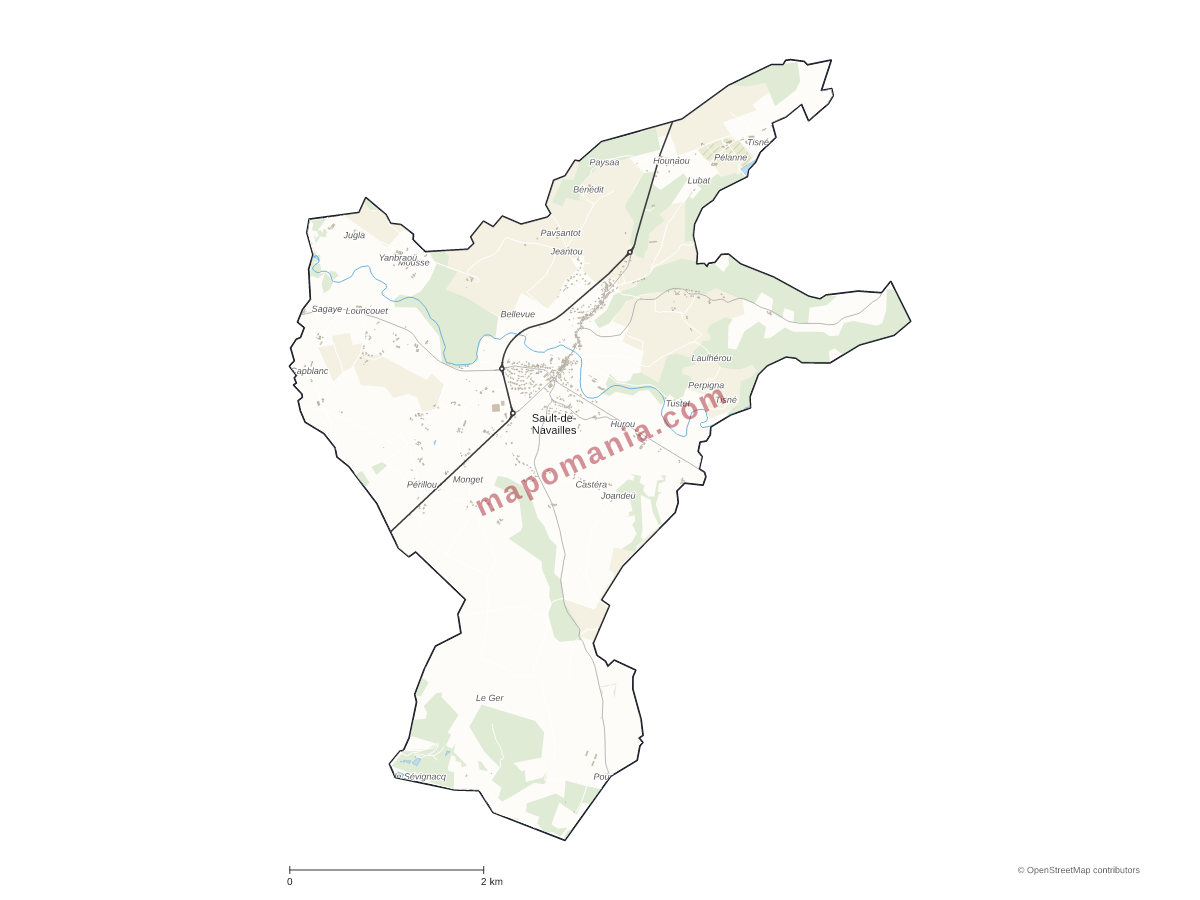 Carte de Sault-de-Navailles à personnaliser