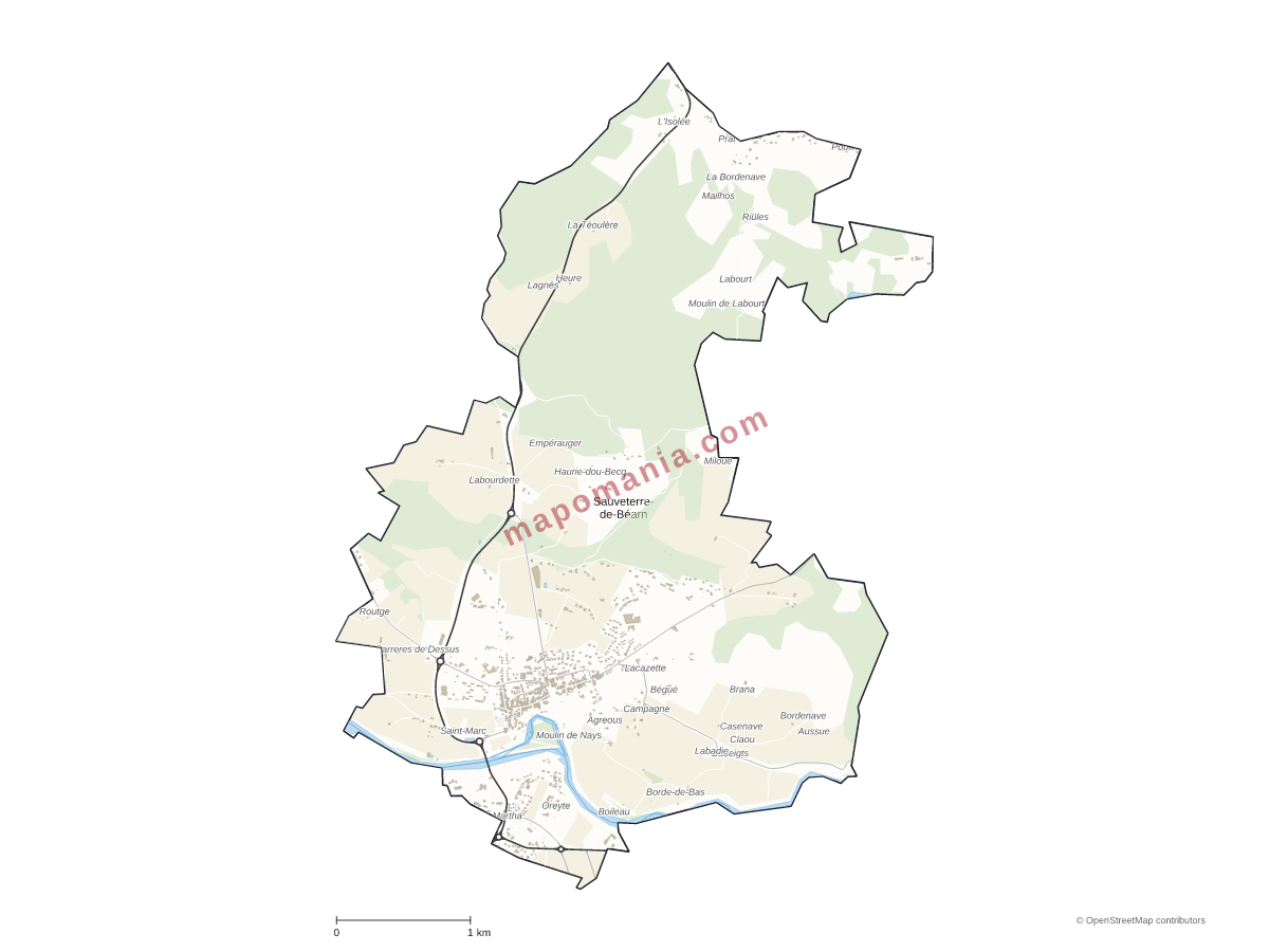Carte de Sauveterre-de-Béarn à personnaliser