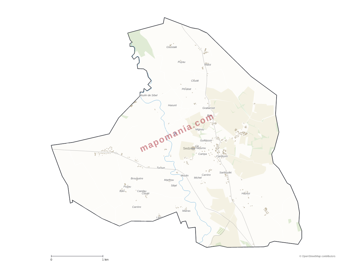 Carte de Sedzère à personnaliser
