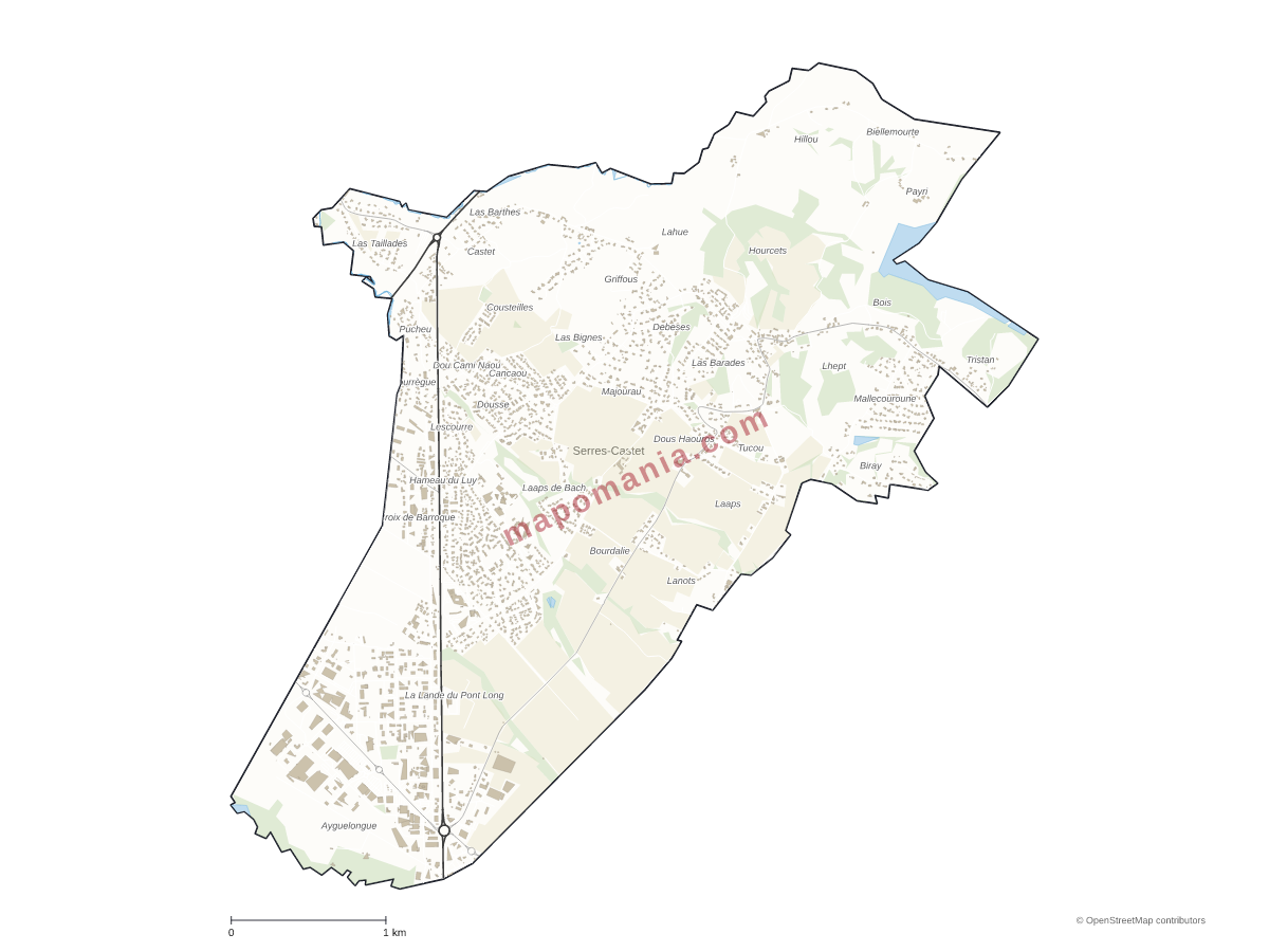 Carte de Serres-Castet à personnaliser