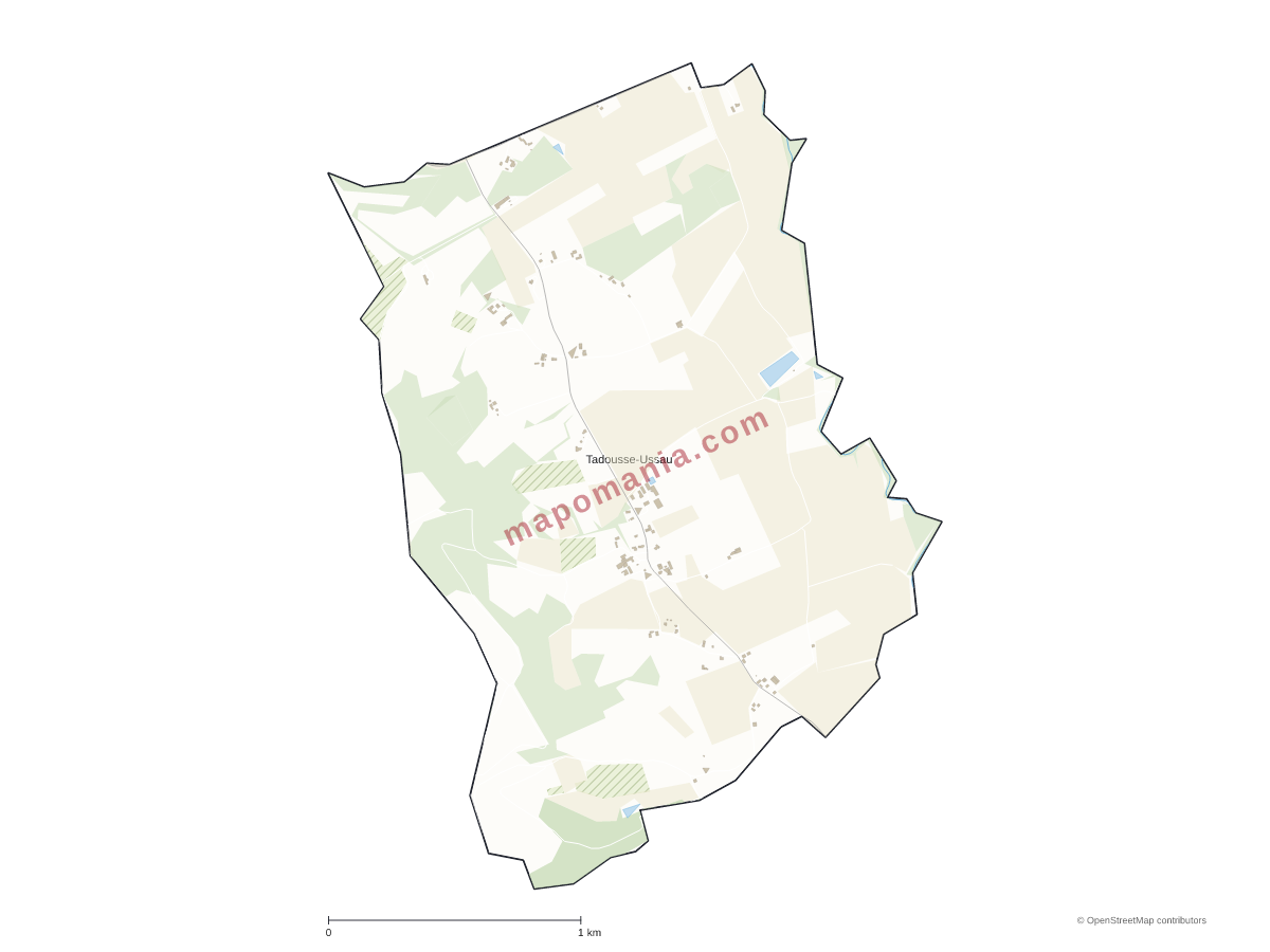 Carte de Tadousse-Ussau à personnaliser