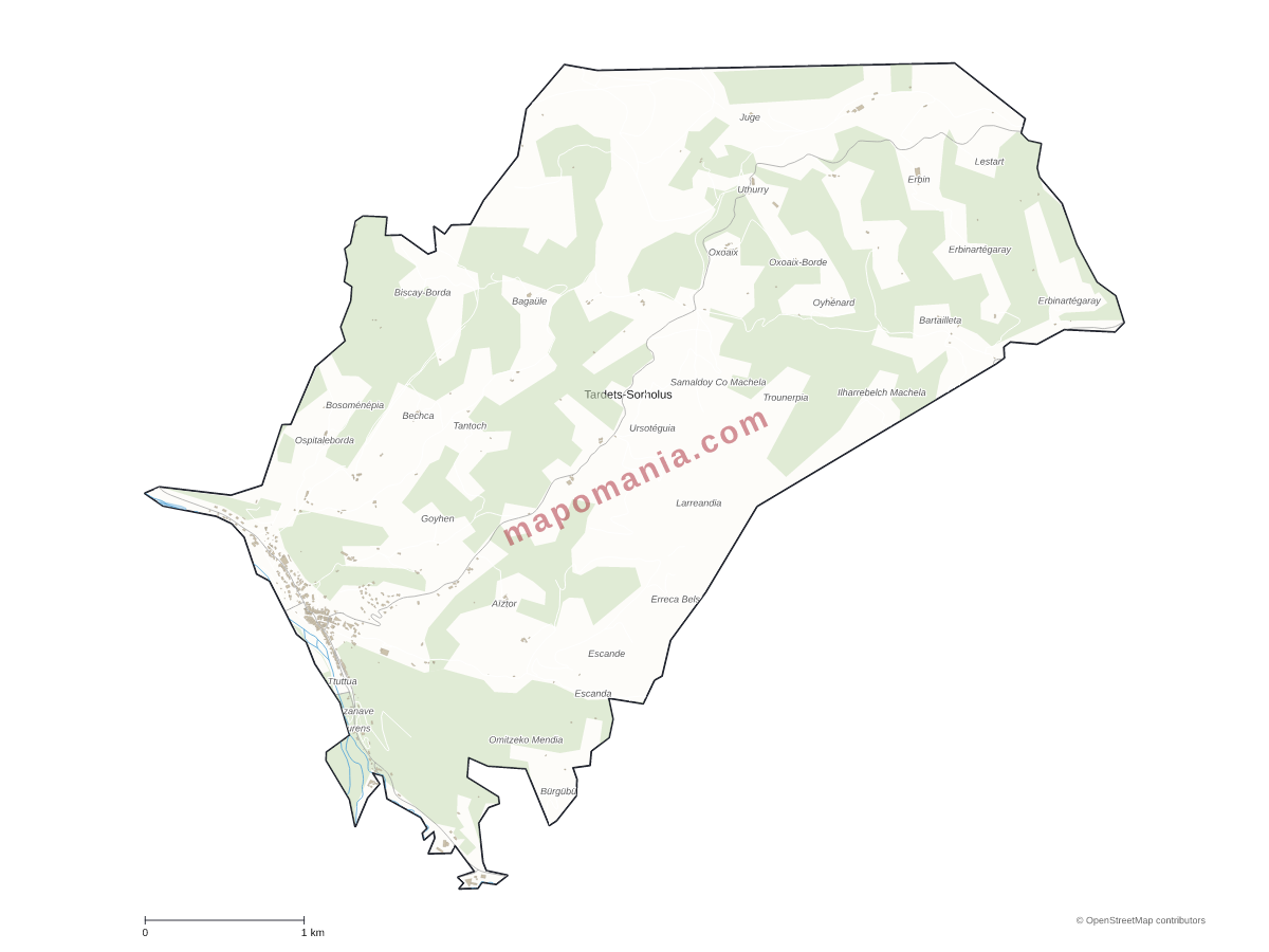 Carte de Tardets-Sorholus à personnaliser
