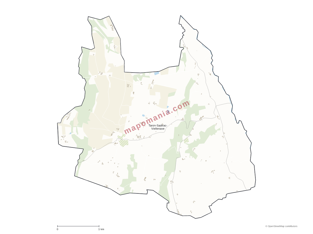 Carte de Taron-Sadirac-Viellenave à personnaliser