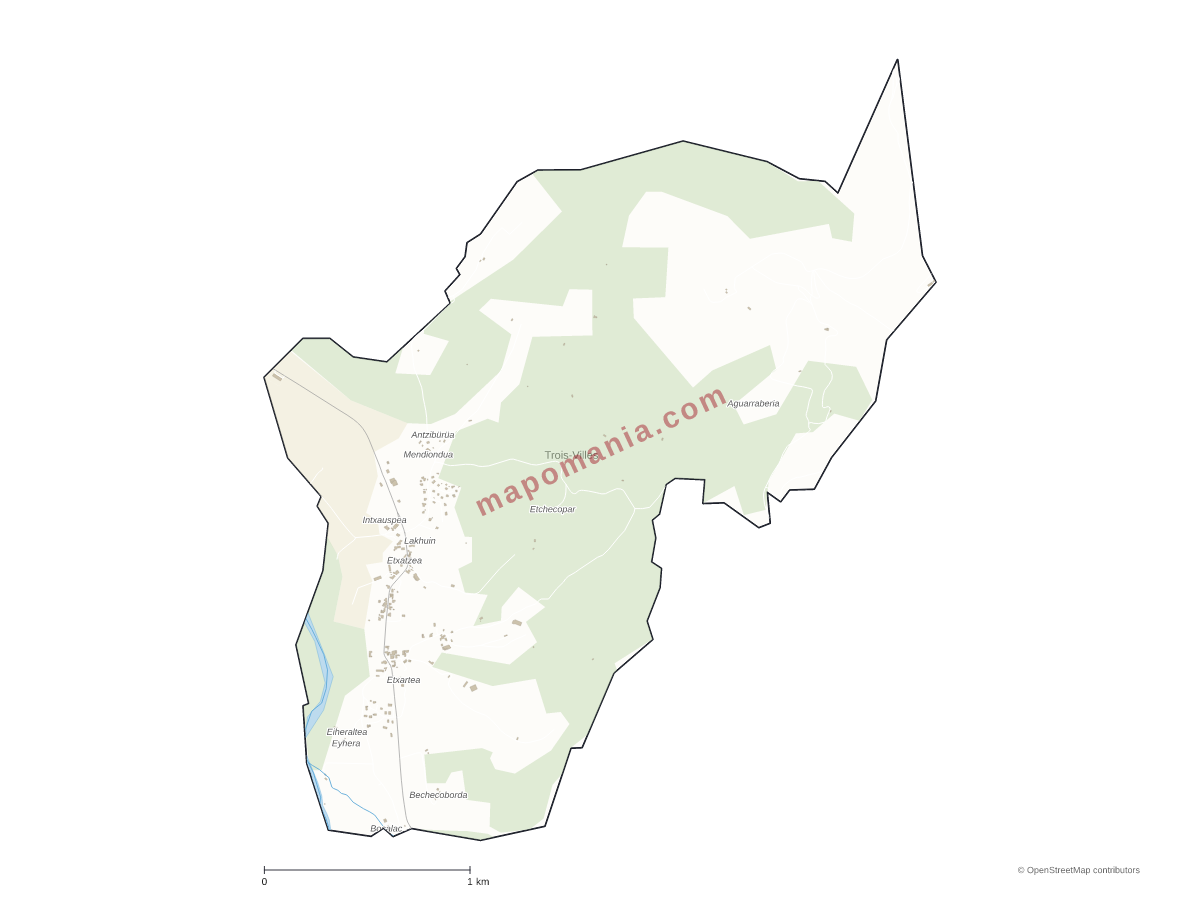 Carte de Trois-Villes à personnaliser