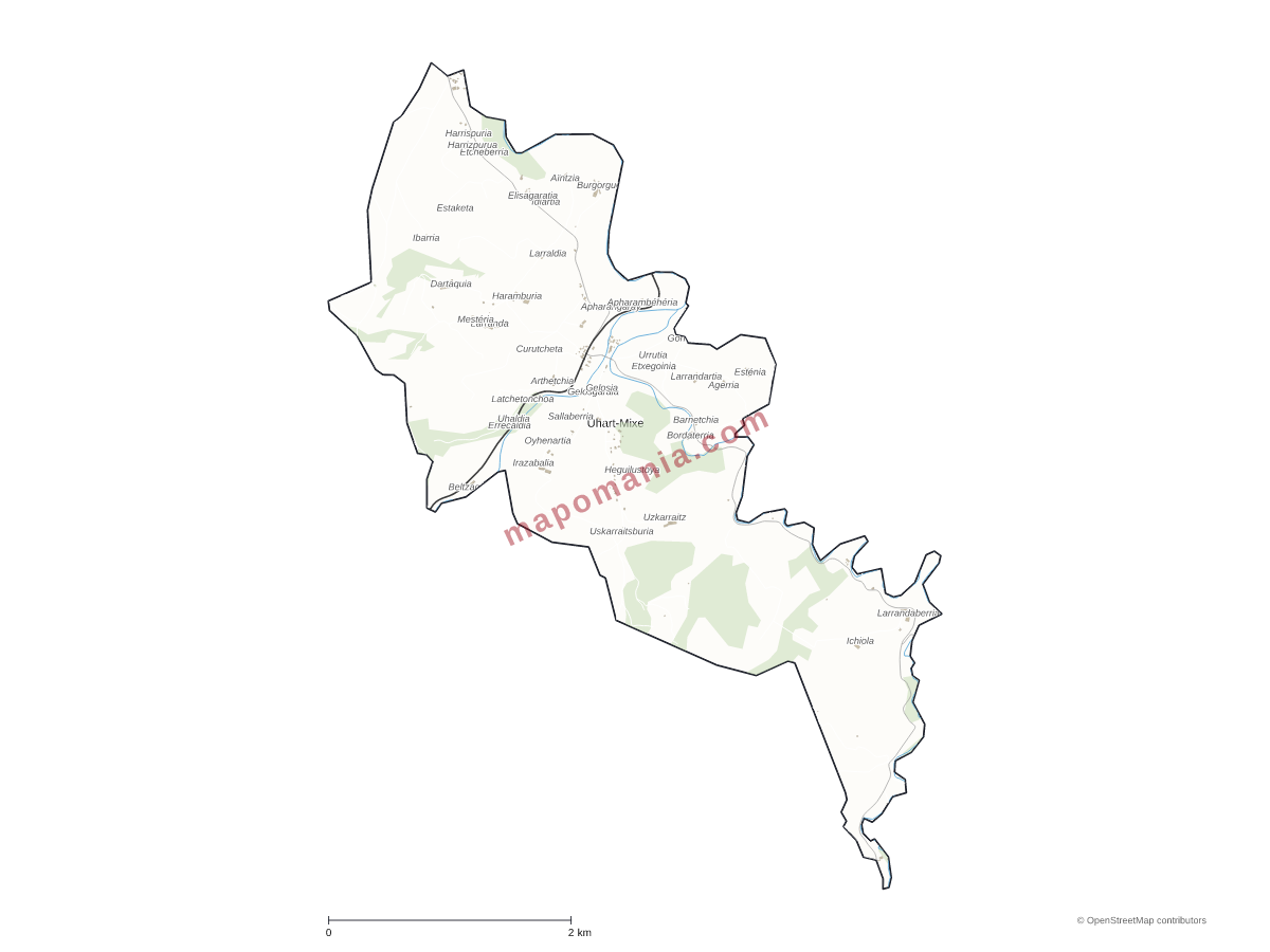 Carte de Uhart-Mixe à personnaliser