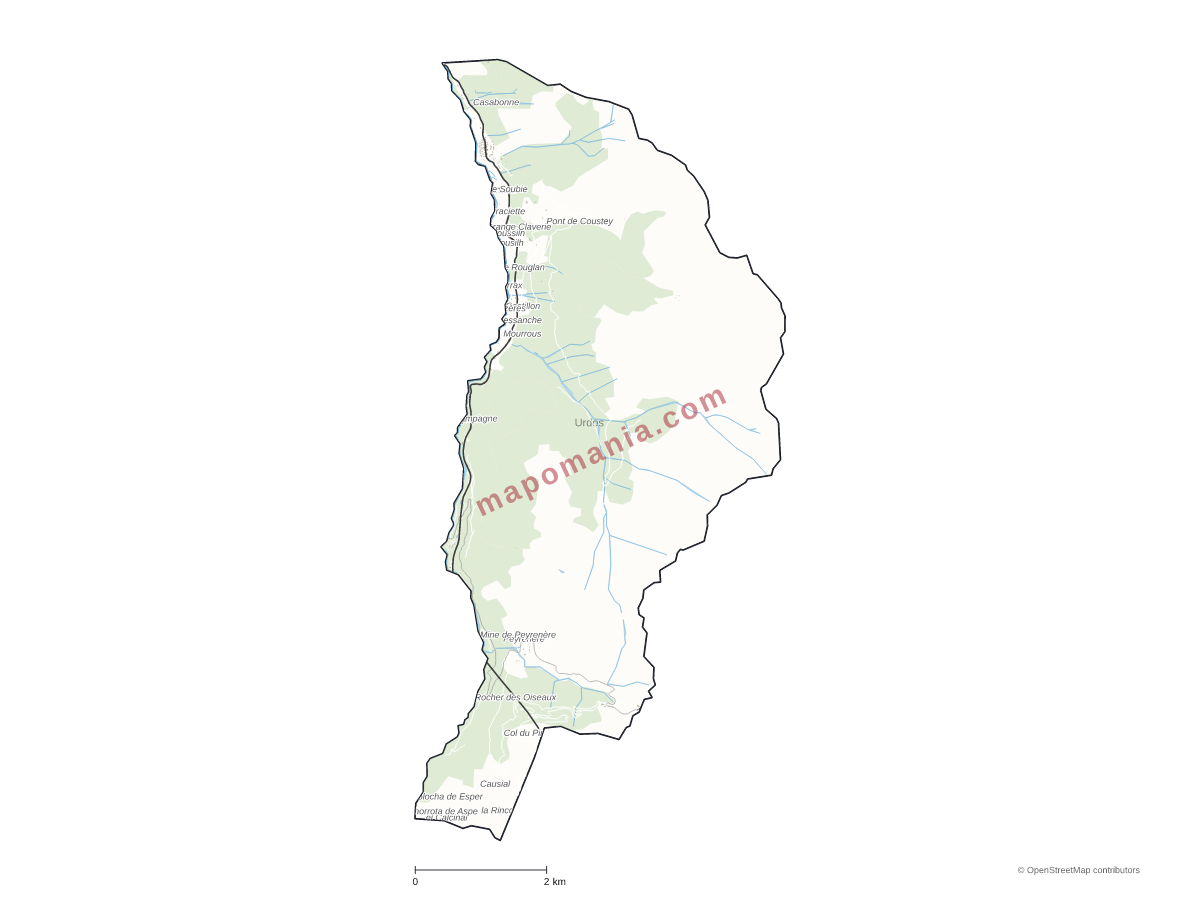 Carte de Urdos à personnaliser