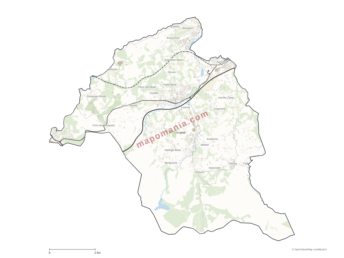 Carte de Urrugne à personnaliser
