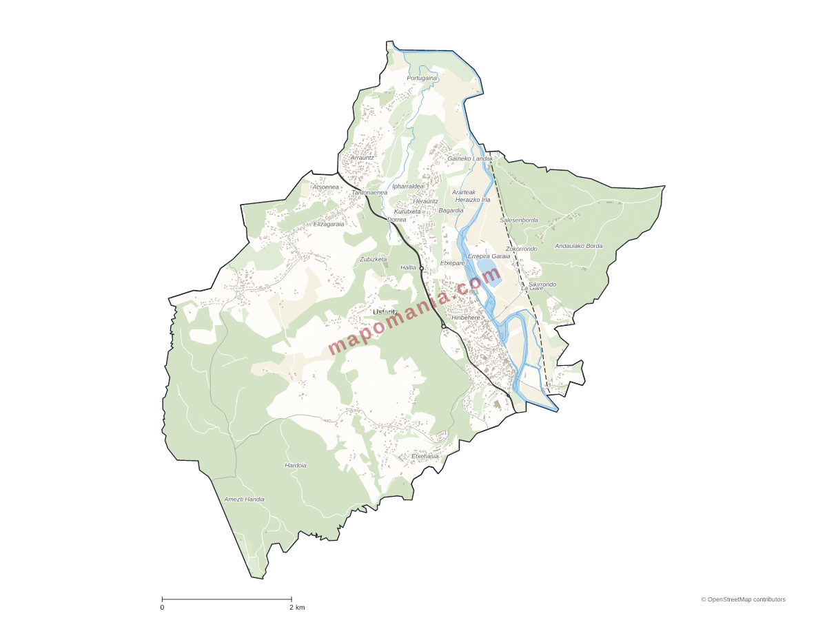 Carte de Ustaritz à personnaliser