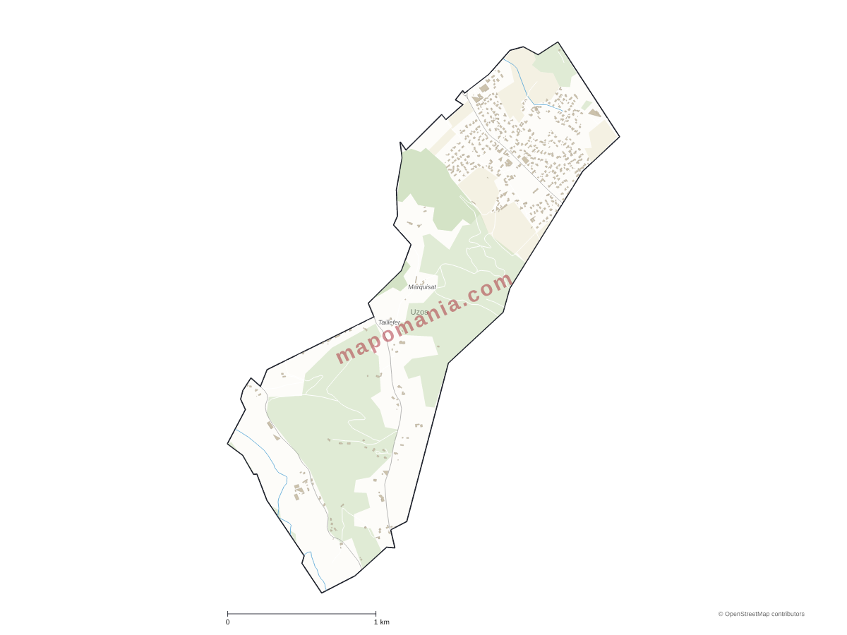 Carte de Uzos à personnaliser