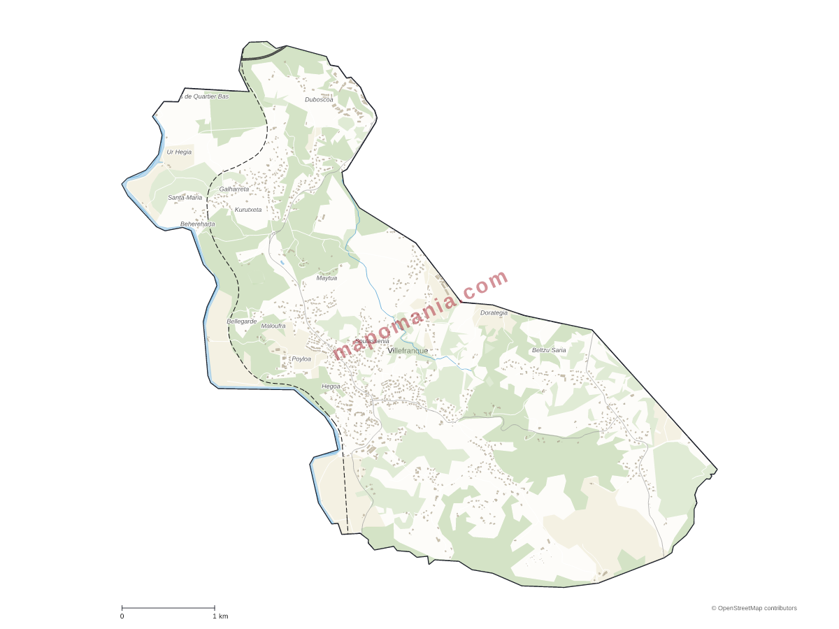 Carte de Villefranque à personnaliser