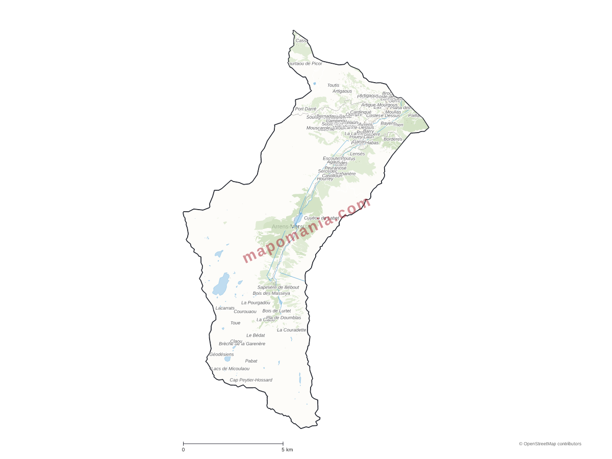 Carte de Arrens-Marsous à personnaliser