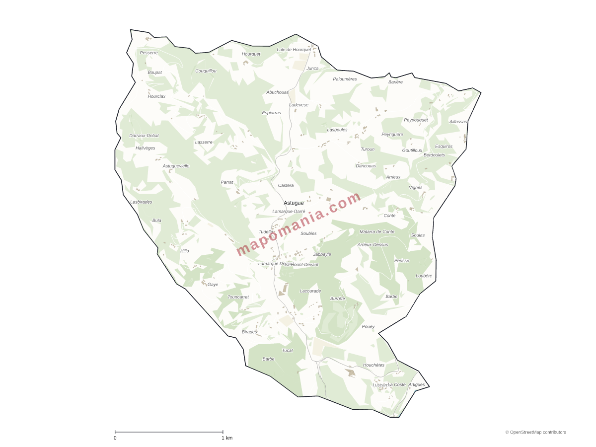 Carte de Astugue à personnaliser