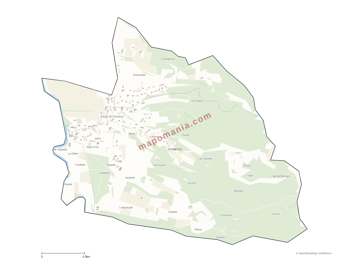 Carte de Aubarède à personnaliser