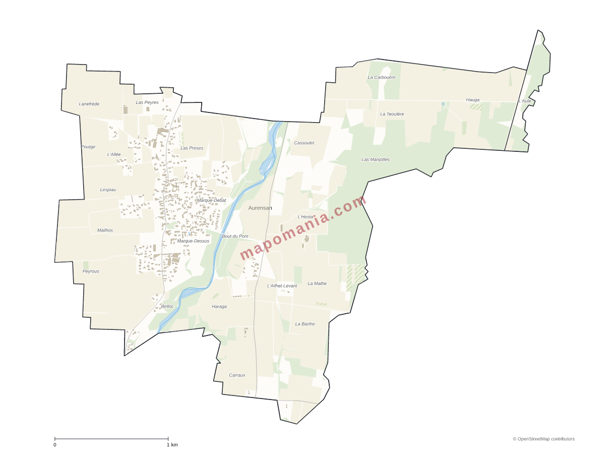 Carte de Aurensan à personnaliser