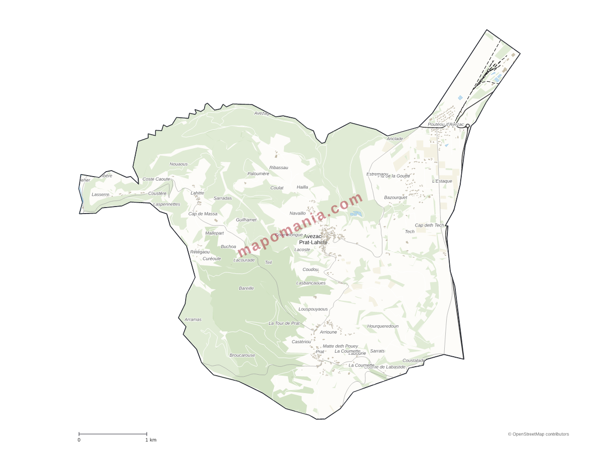 Carte de Avezac-Prat-Lahitte à personnaliser