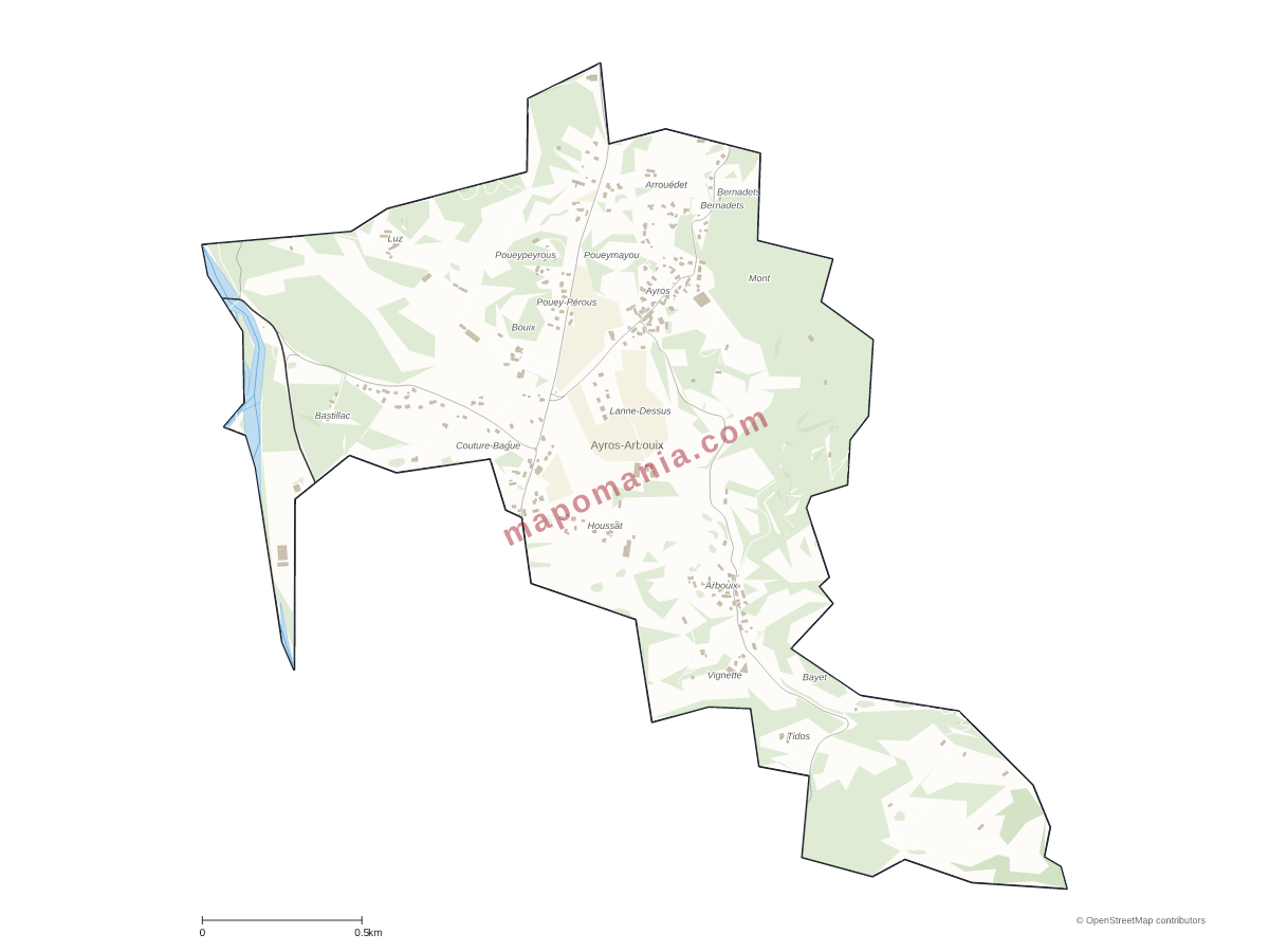 Carte de Ayros-Arbouix à personnaliser