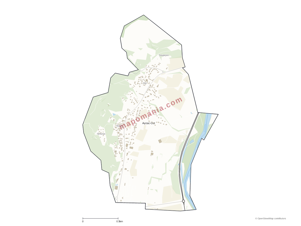 Carte de Ayzac-Ost à personnaliser