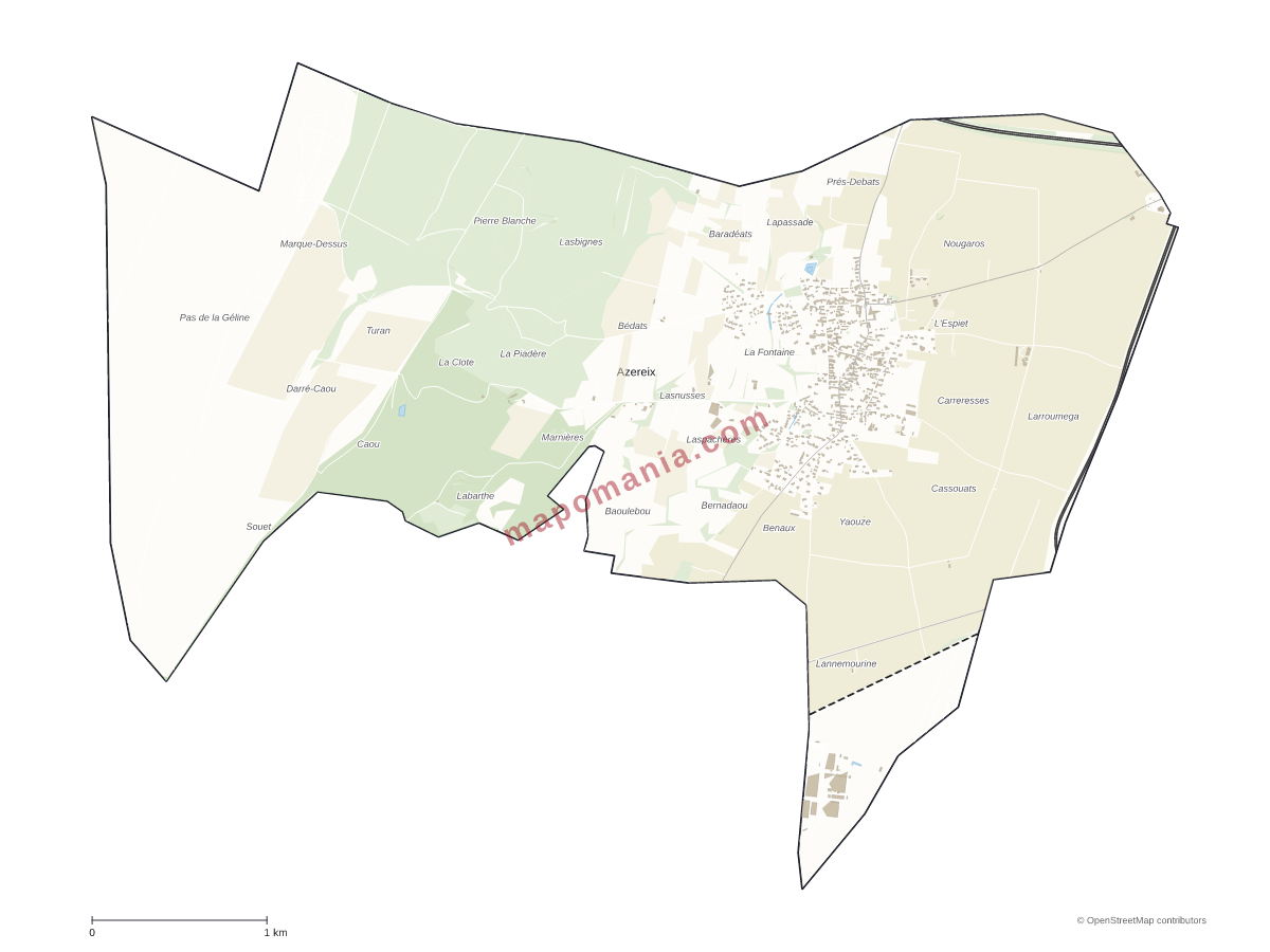 Carte de Azereix à personnaliser