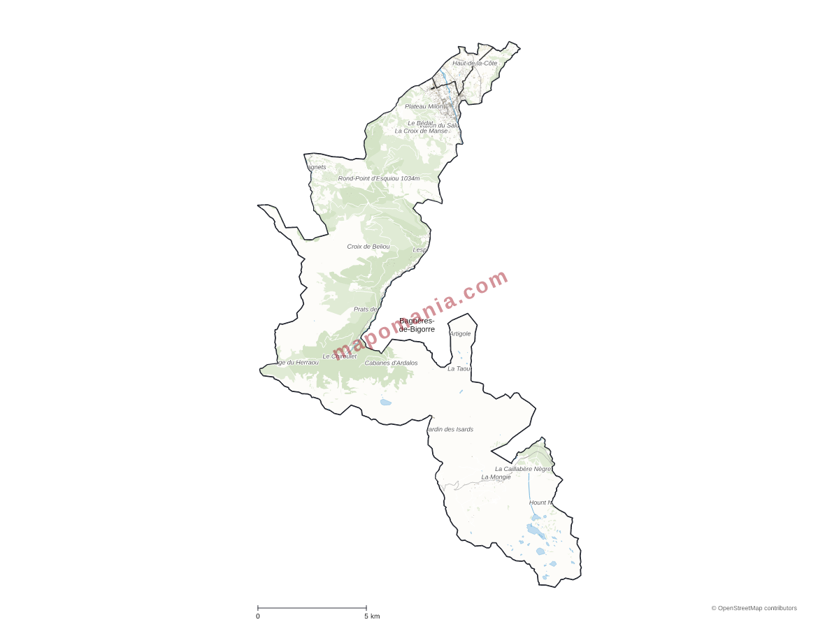 Carte de Bagnères-de-Bigorre à personnaliser