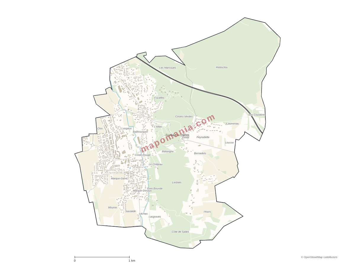 Carte de Barbazan-Debat à personnaliser