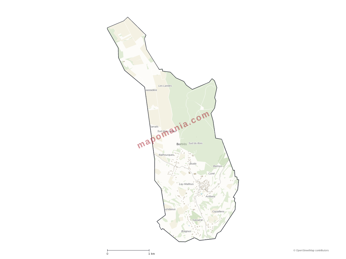 Carte de Bartrès à personnaliser