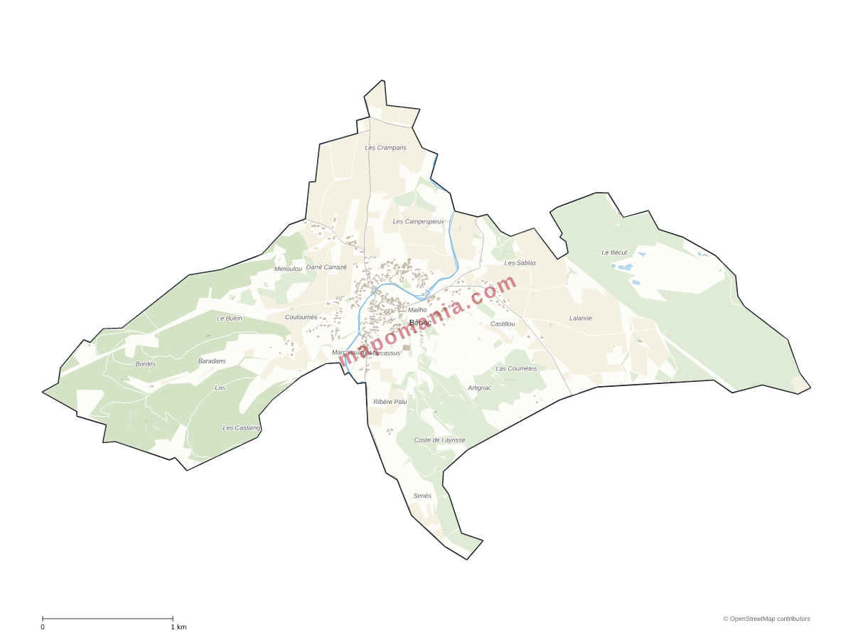Carte de Bénac à personnaliser