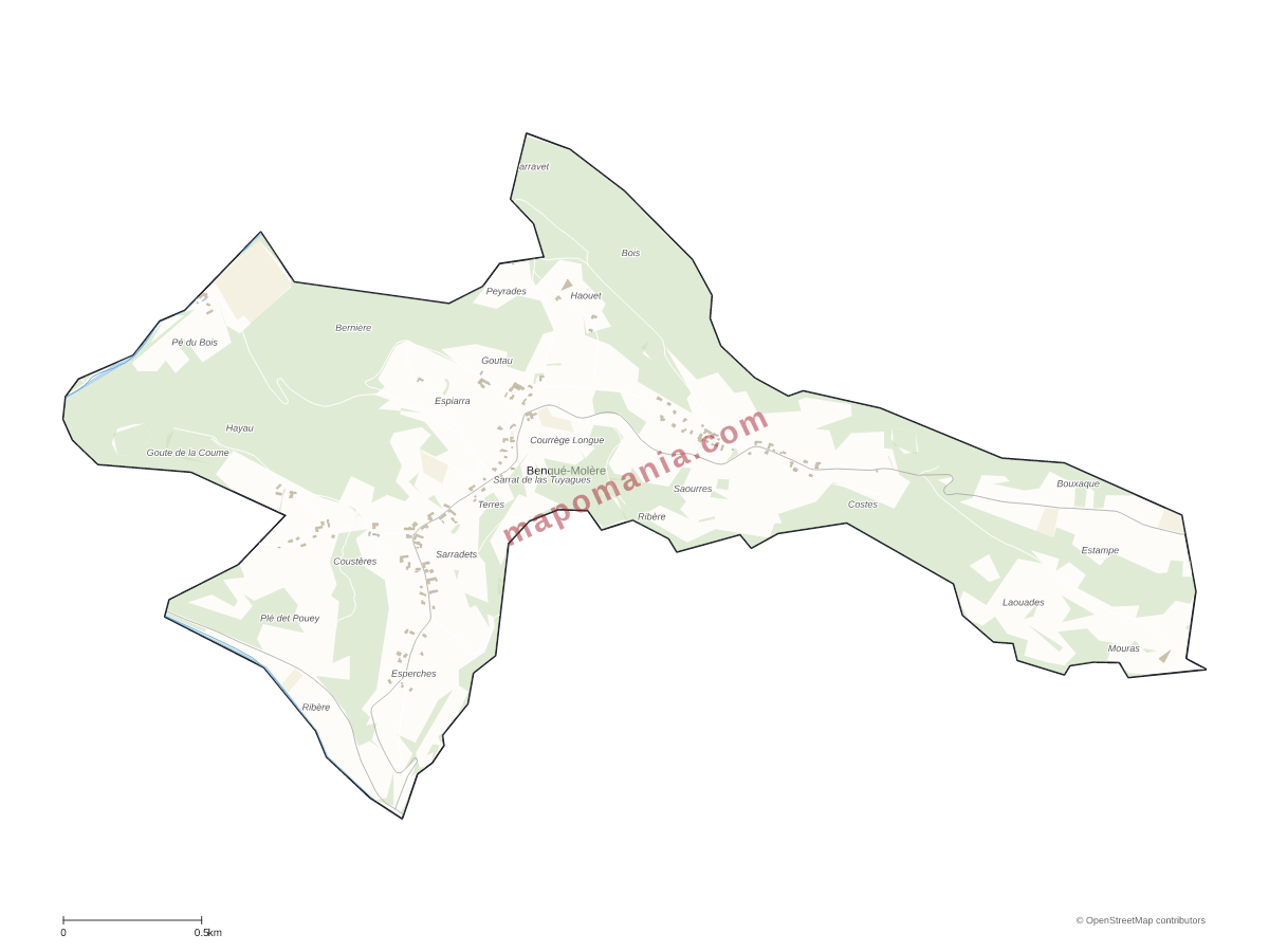 Carte de Benqué-Molère à personnaliser